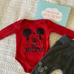 Used Red Mickey Mouse onesie set